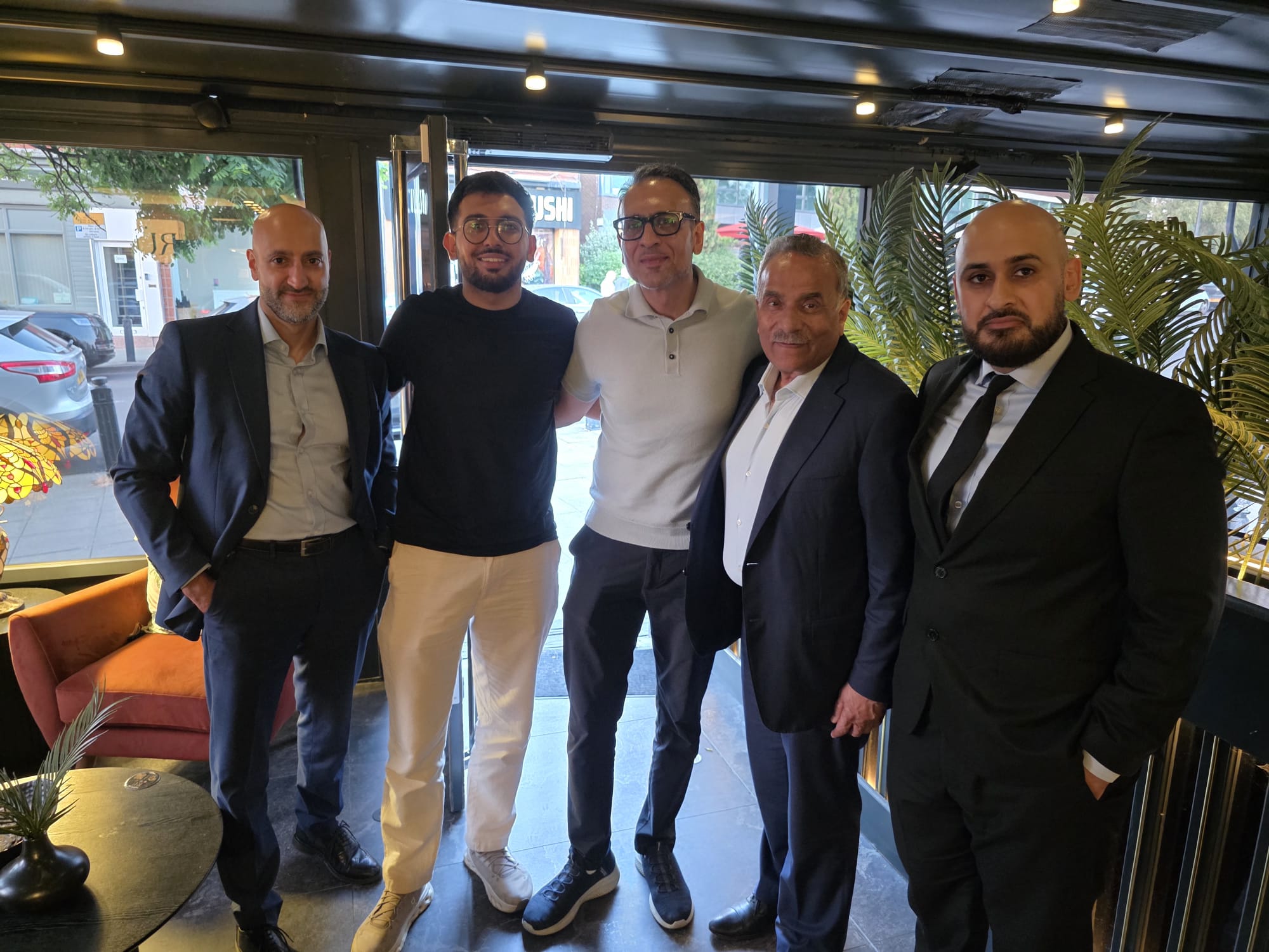 Asad Shamim with Syed Kausar Kazmi, Usama Sarwar, Salim Musa and Owais Hussain Farooqi during an evening of discussion on UK-Pakistan business collaboration